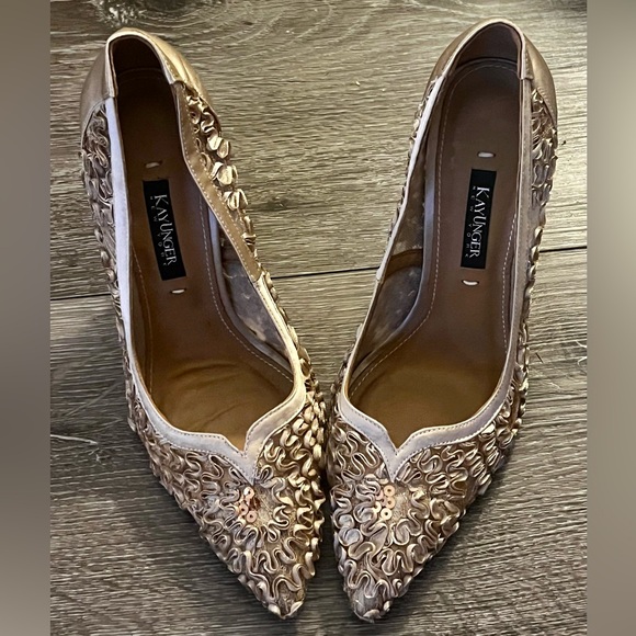 Kay Unger Beige Dressy 4” Heel In Satin - Picture 3 of 5